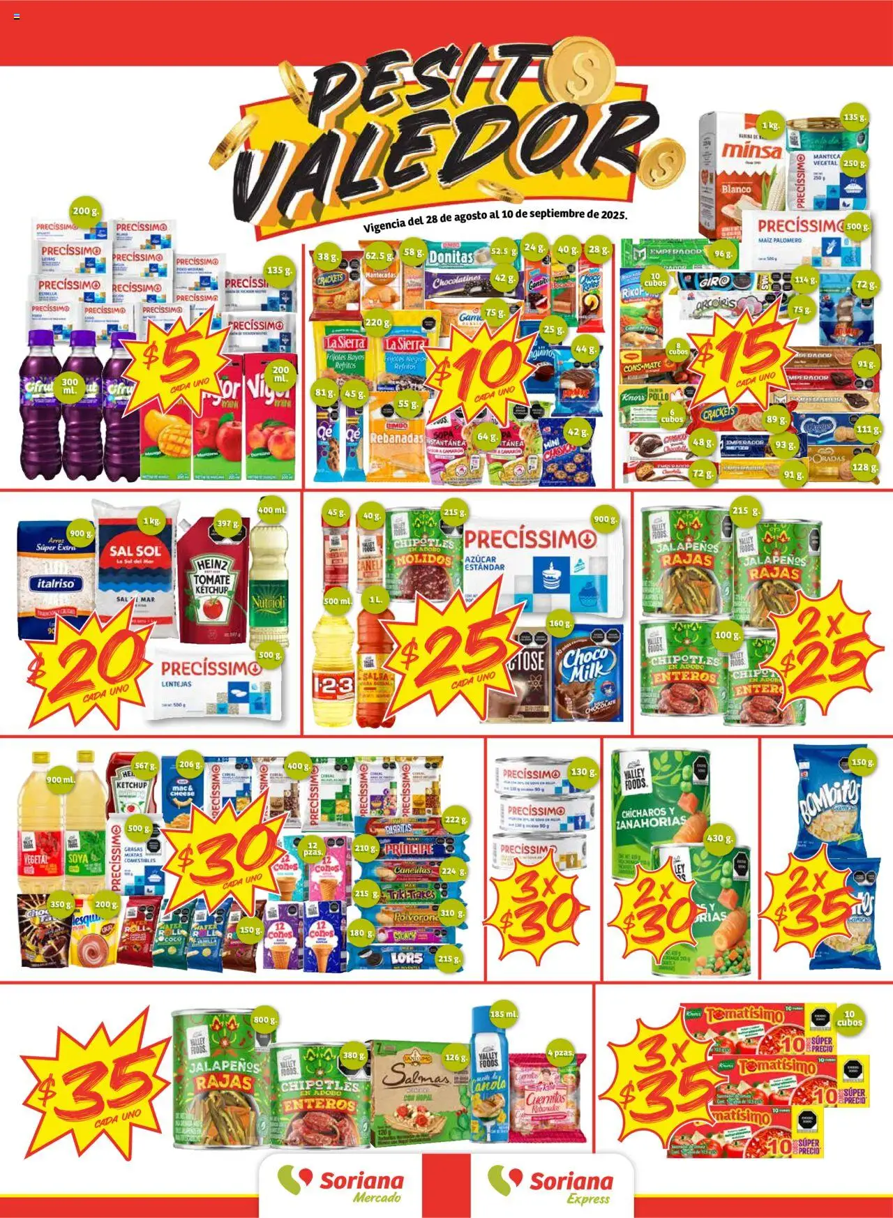 Pesito Valedor Mercado: Nay, Sin, Son Soriana y sus promociones válidas desde el 28/08/2025 - Número de página 1