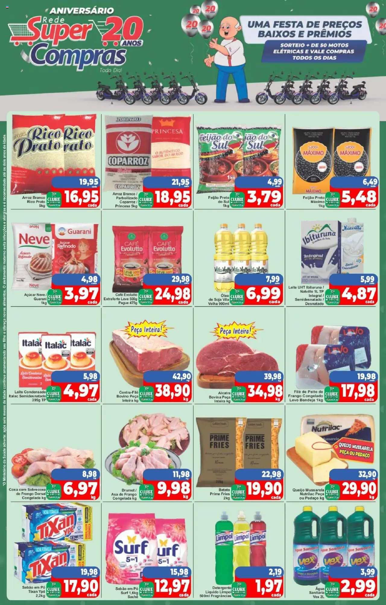 Rede Super Compras folheto "Ofertas da semana" válido a partir de 11/08/2025 - número de página 1 - Água, Óleo, Feijão, Mussarela, Detergente, Alcatra, Bandeja, Sabão