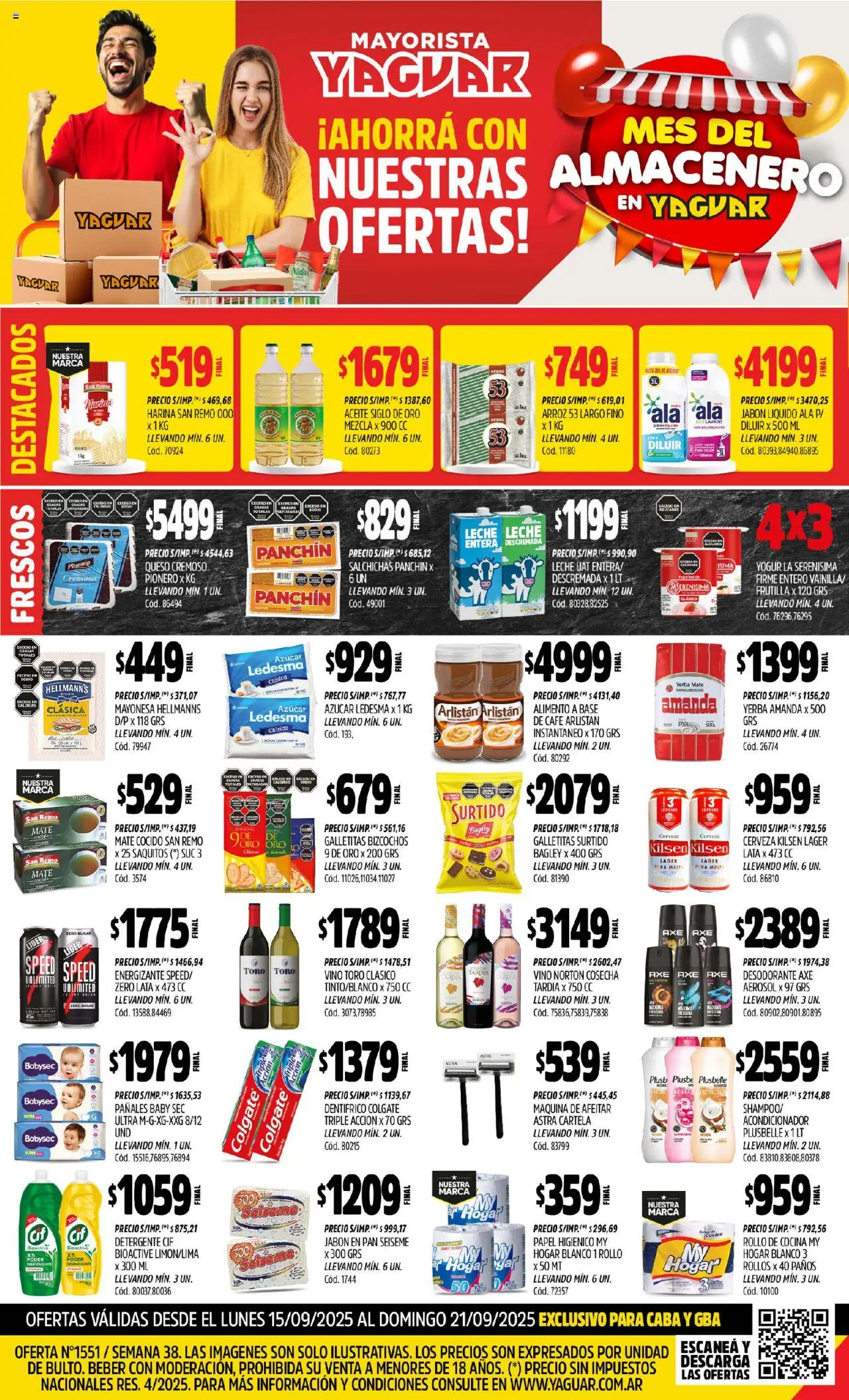 Yaguar Campana del 15/09/2025 Online - Café, Queso, Vino, Arroz, Azucar, Detergente, Salchichas, Brillo