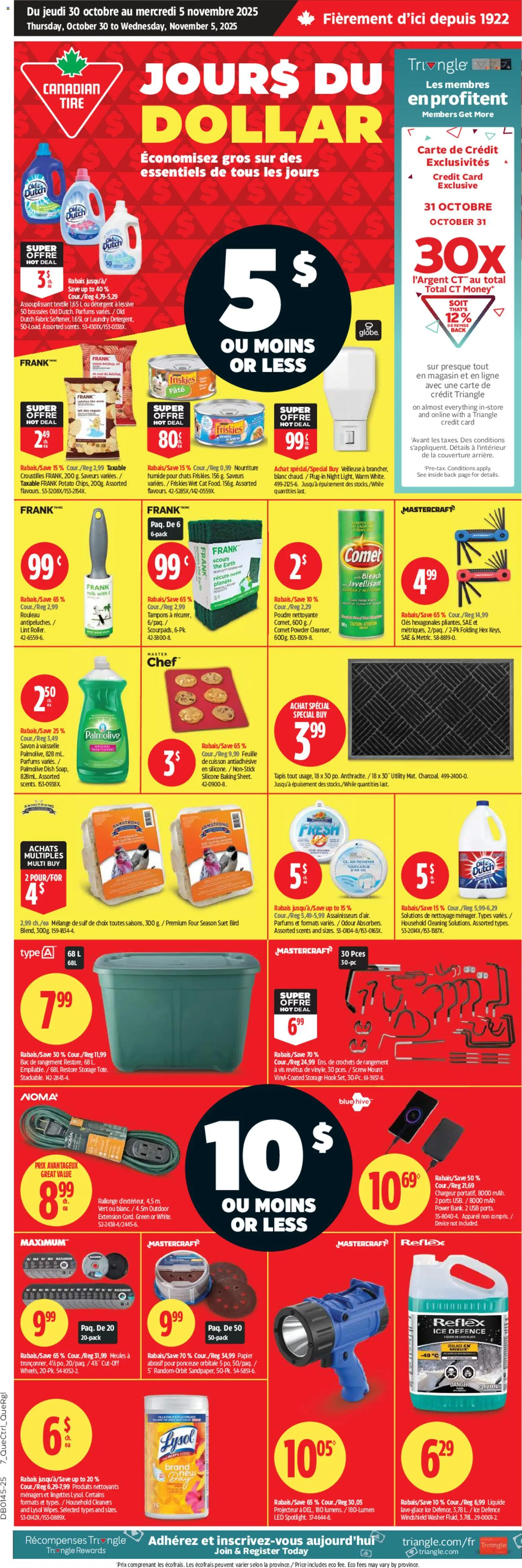 Preview of leaflet Jours Du Dollar from shop Canadian Tire is valid from Oct 30, 2025