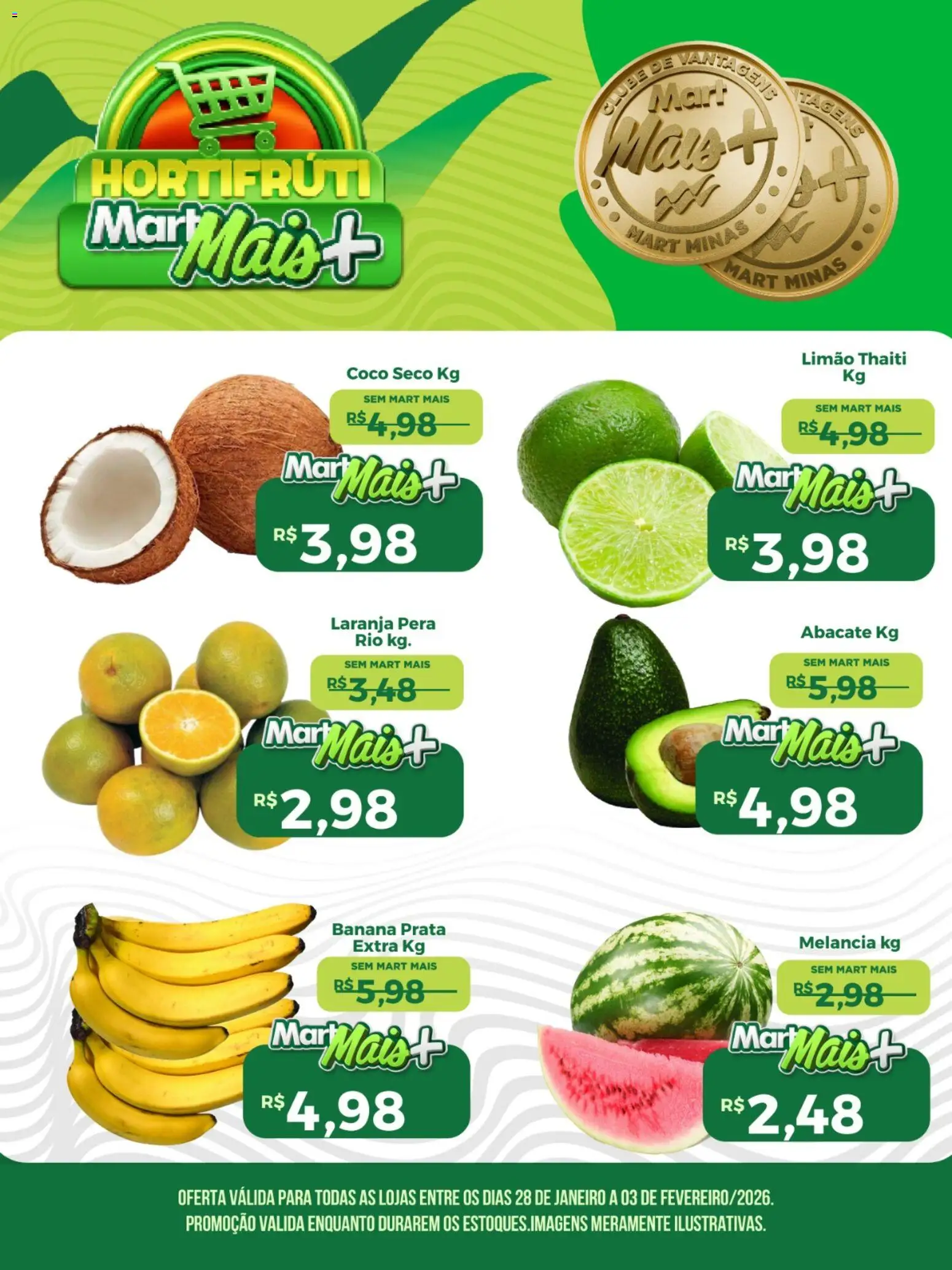 Pré-Visualização do folheto "Ofertas Hortifruti" da loja Mart Minas válido a partir de 28/01/2026