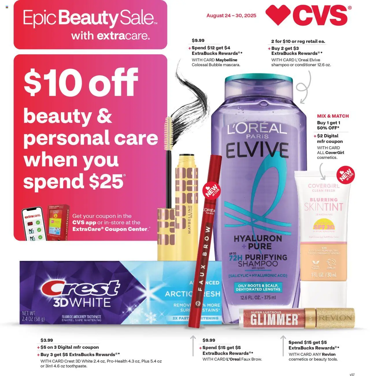 CVS Weekly Ad from 08/24/2025 - Flyer, Circular this week - Page number 1 - Safe, Shampoo, Sunscreen, Toothpaste, Conditioner