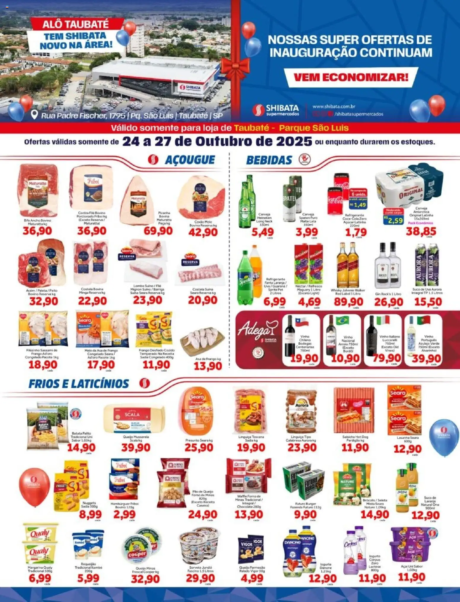 Pré-Visualização do folheto "Ofertas Pq São Luis" da loja Shibata válido a partir de 24/10/2025 - Chocolate, Cerveja, Vinho, Uva, Queijo, Açúcar, Presunto, Patê