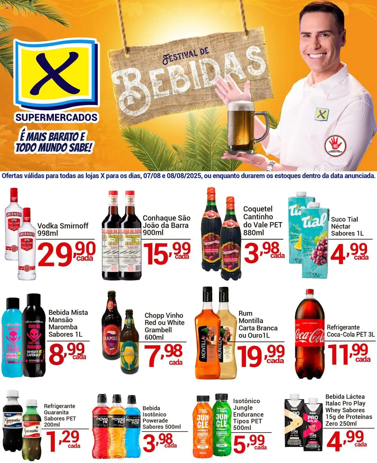 X Supermercados folheto "Ofertas Festival de Bebidas" válido a partir de 07/08/2025 - número de página 1