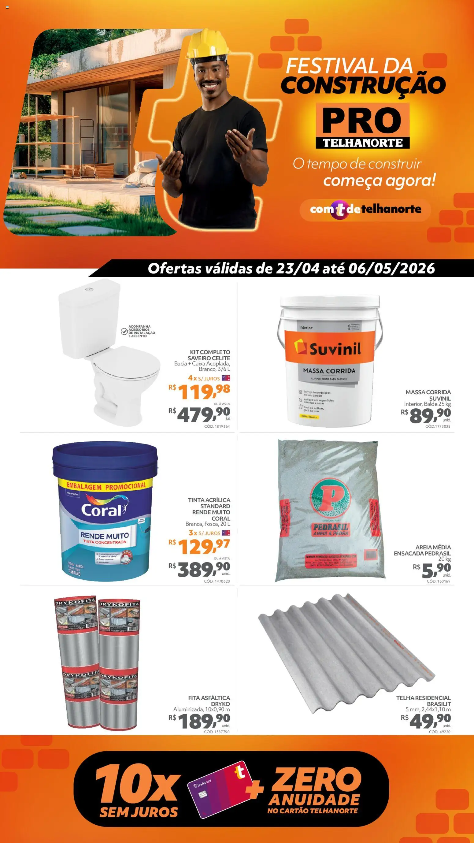 Pré-Visualização do folheto "Telhanorte ofertas Pro" da loja Telhanorte válido a partir de 23/04/2026