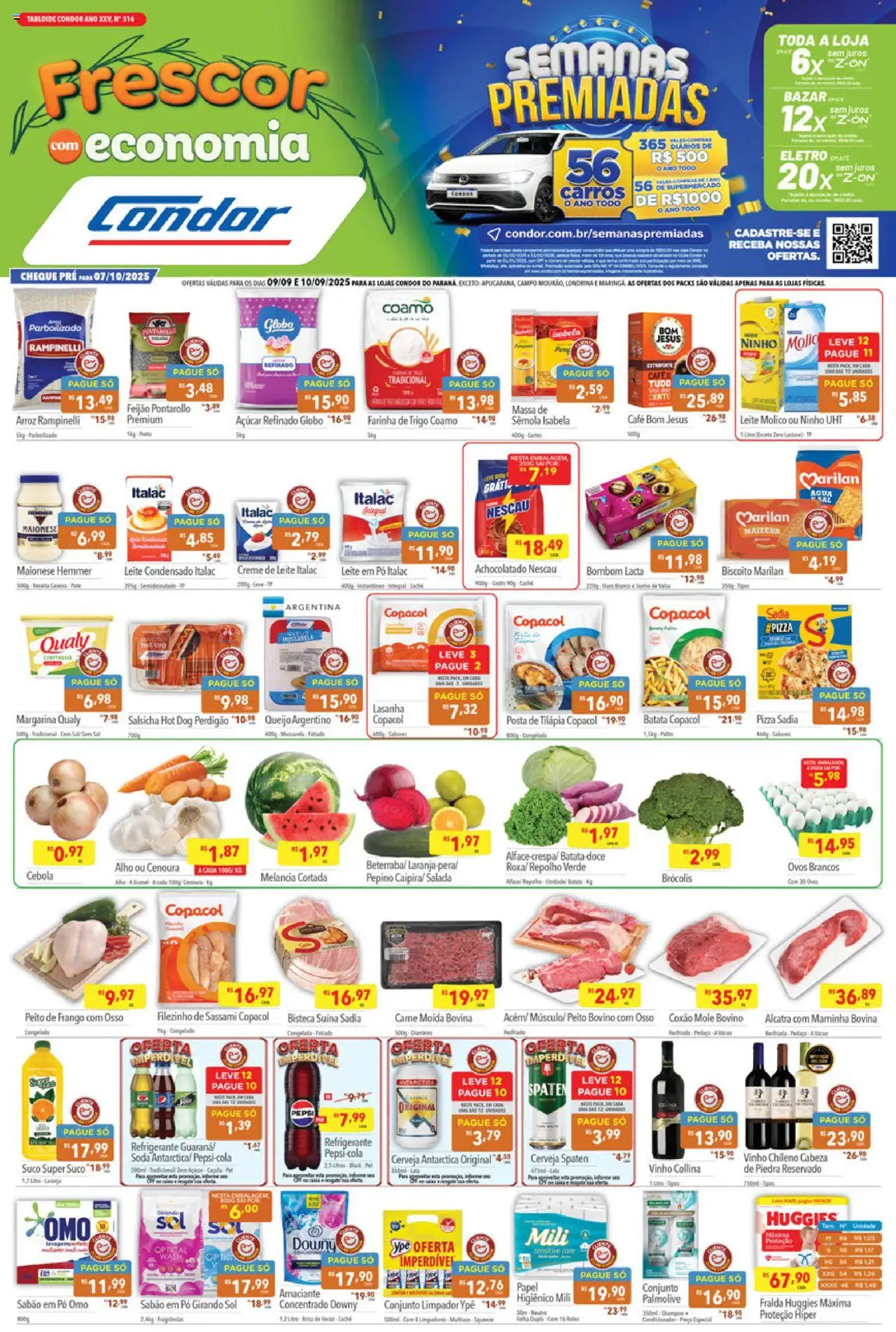 Supermercados Condor folheto "Ofertas Frescor" válido a partir de 09/09/2025 - número de página 1