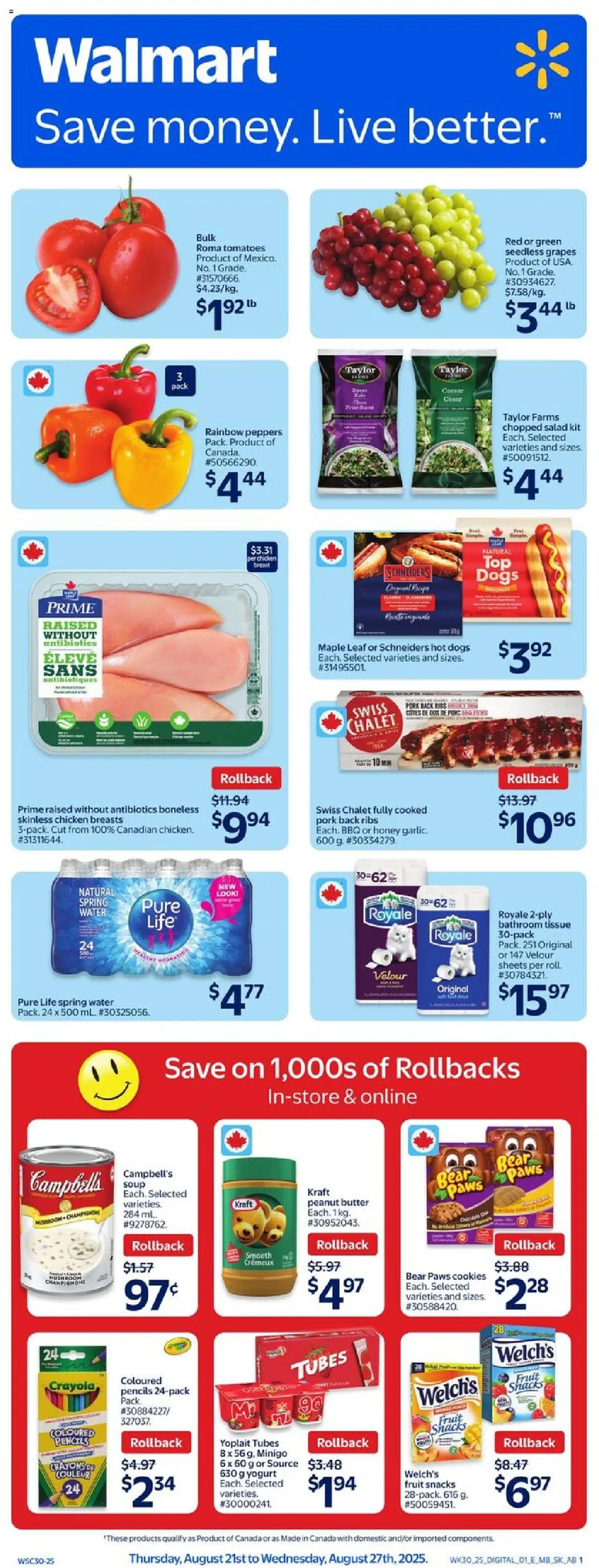 Walmart flyer valid from Aug 21, 2025 - page number 1