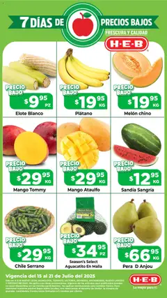Vista previa las ofertas de la tienda H-E-B - Folleto Precio Bajo desde el 15/07/2025 