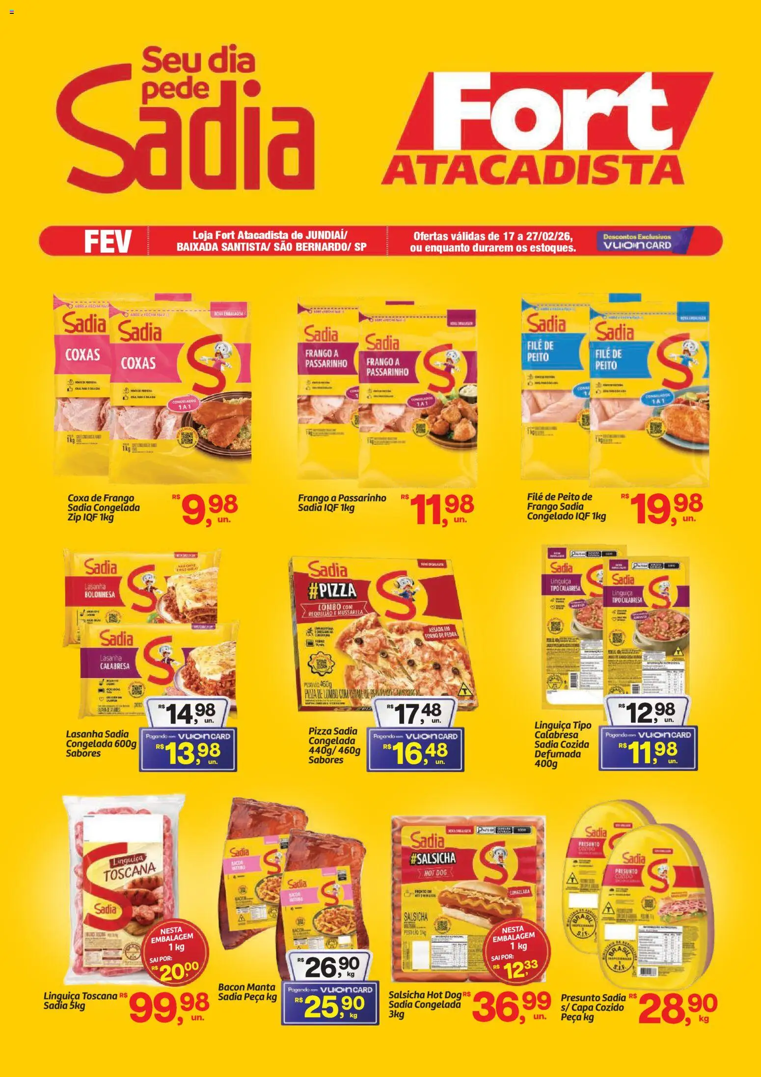 Pré-Visualização do folheto "Ofertas BRF" da loja Fort Atacadista válido a partir de 17/02/2026 - Pizza, Lasanha, Salsicha, Frango, Mussarela, Forno, Presunto, Coxa de frango