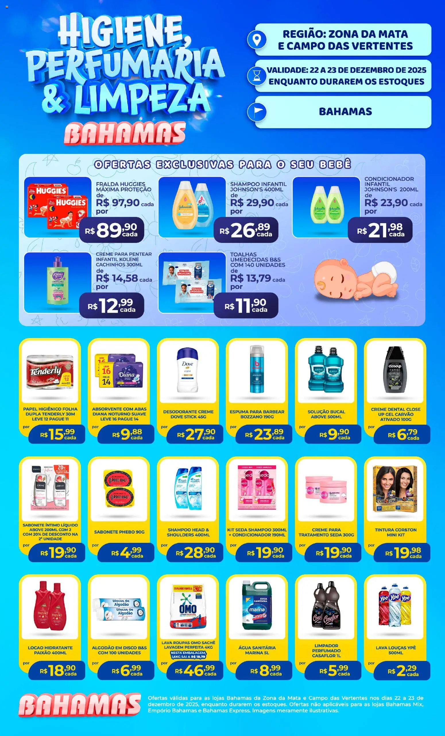 Pré-Visualização do folheto "Ofertas Higiene e Limpeza" da loja Bahamas Supermercados válido a partir de 22/12/2025
