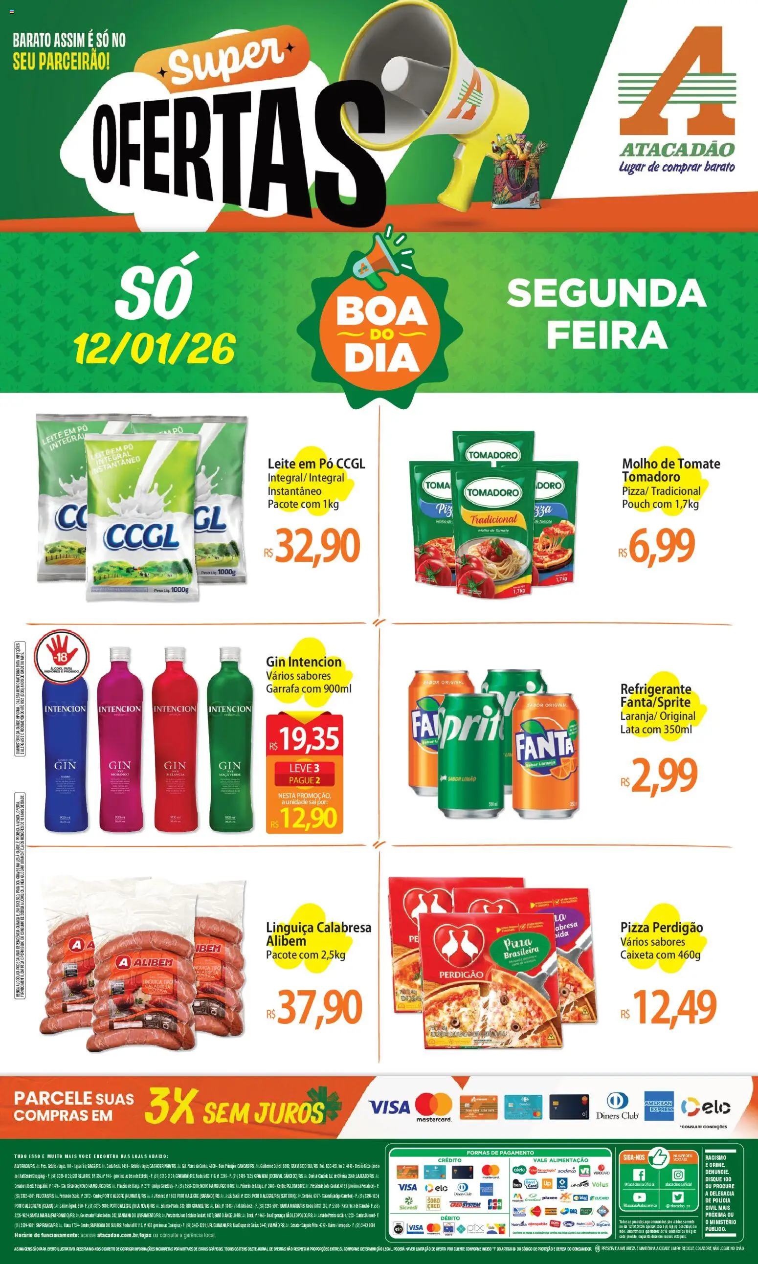 Pré-Visualização do folheto "Ofertas - RS" da loja Atacadão válido a partir de 12/01/2026