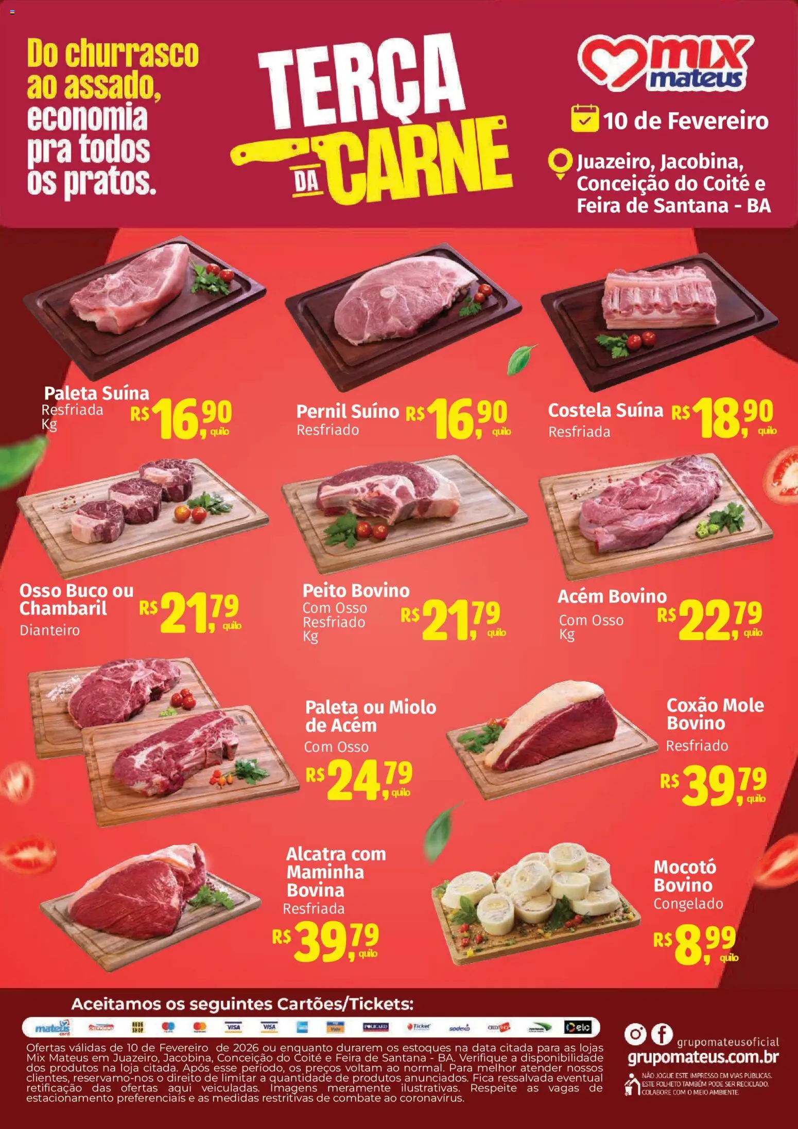 Pré-Visualização do folheto "Ofertas Terça da Carne" da loja Mateus válido a partir de 10/02/2026