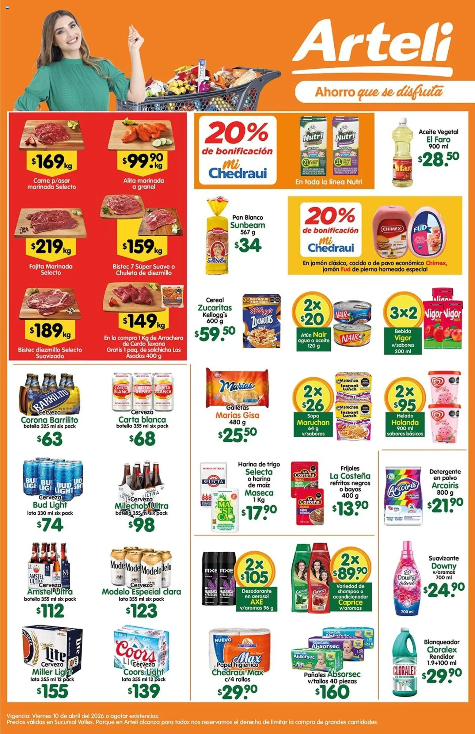 Vista previa las ofertas de la tienda Arteli - Arteli folleto Valles desde el 10/04/2026 - Pan, Helado, Frijoles, Harina, Sopa, Jamón, Chuleta, Fragancia