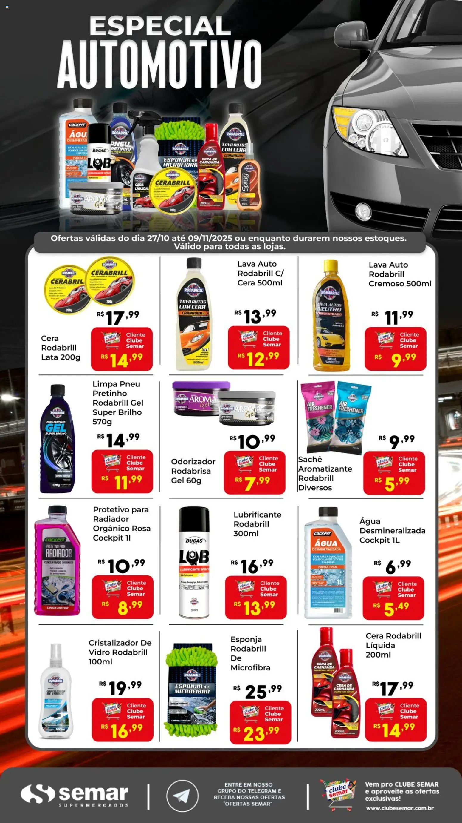 Pré-Visualização do folheto "Ofertas Especial Automotivo" da loja Semar Supermercado válido a partir de 27/10/2025