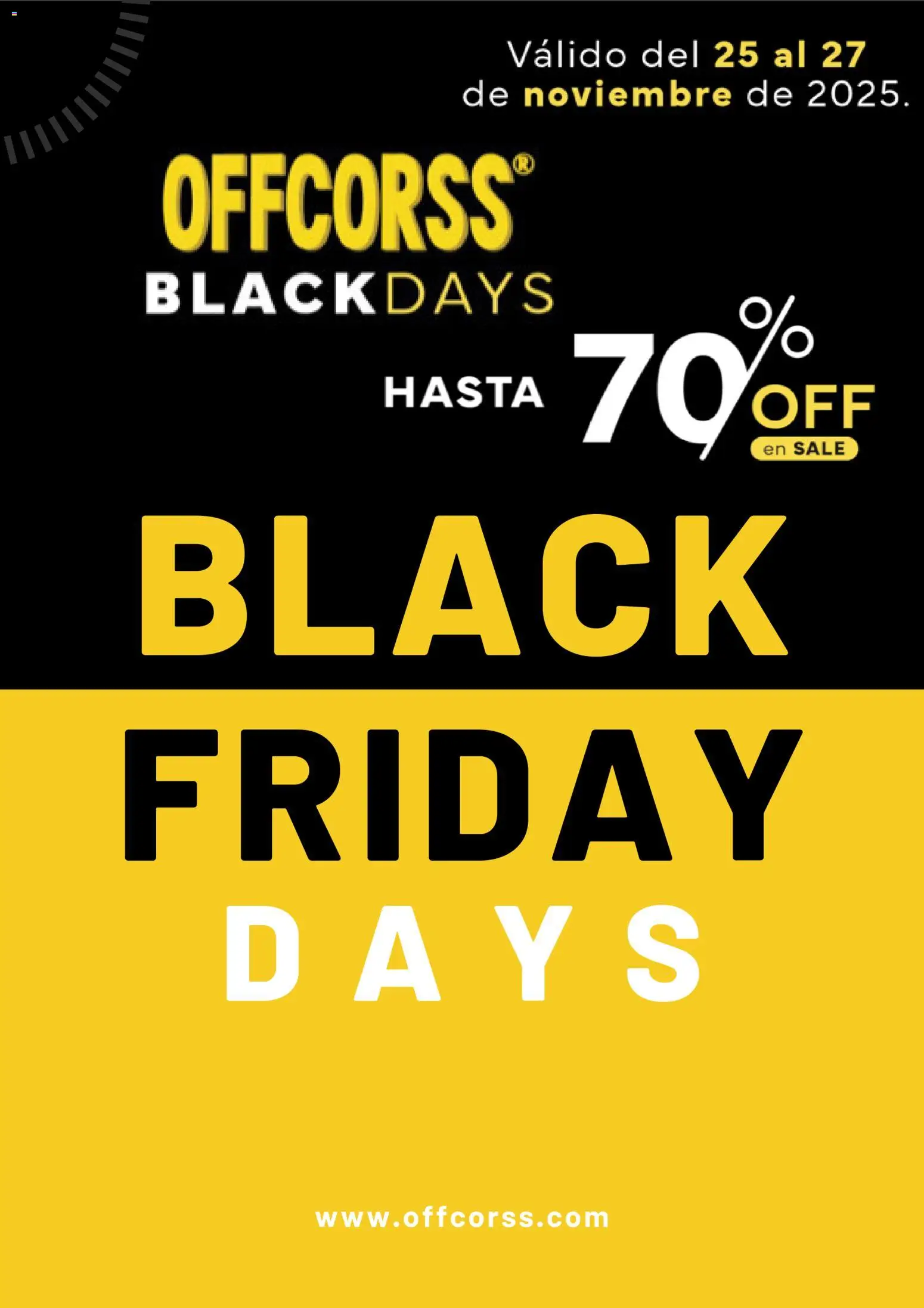  Vista previa del prospecto Black Friday del almacen Offcorss válida del 25/11/2025 al 27/11/2025