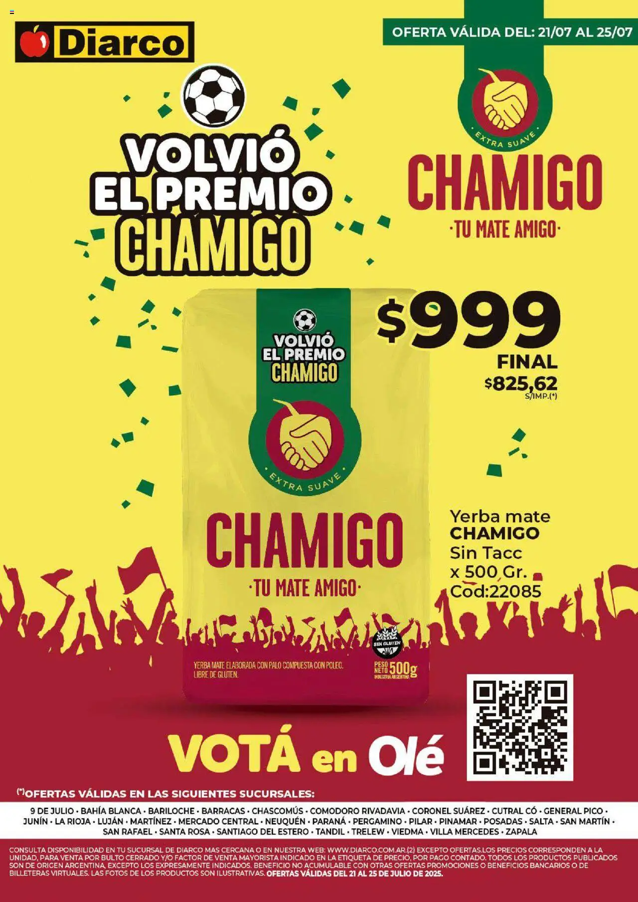 Diarco Especial Premio Chamigo del 21/07/2025 Online - Pico, Mate, Yerba, General