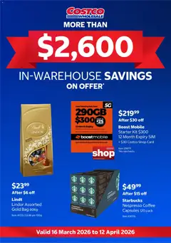 Preview of catalogue Costco In-warehouse savings from shop Costco valid 16/03/2026
