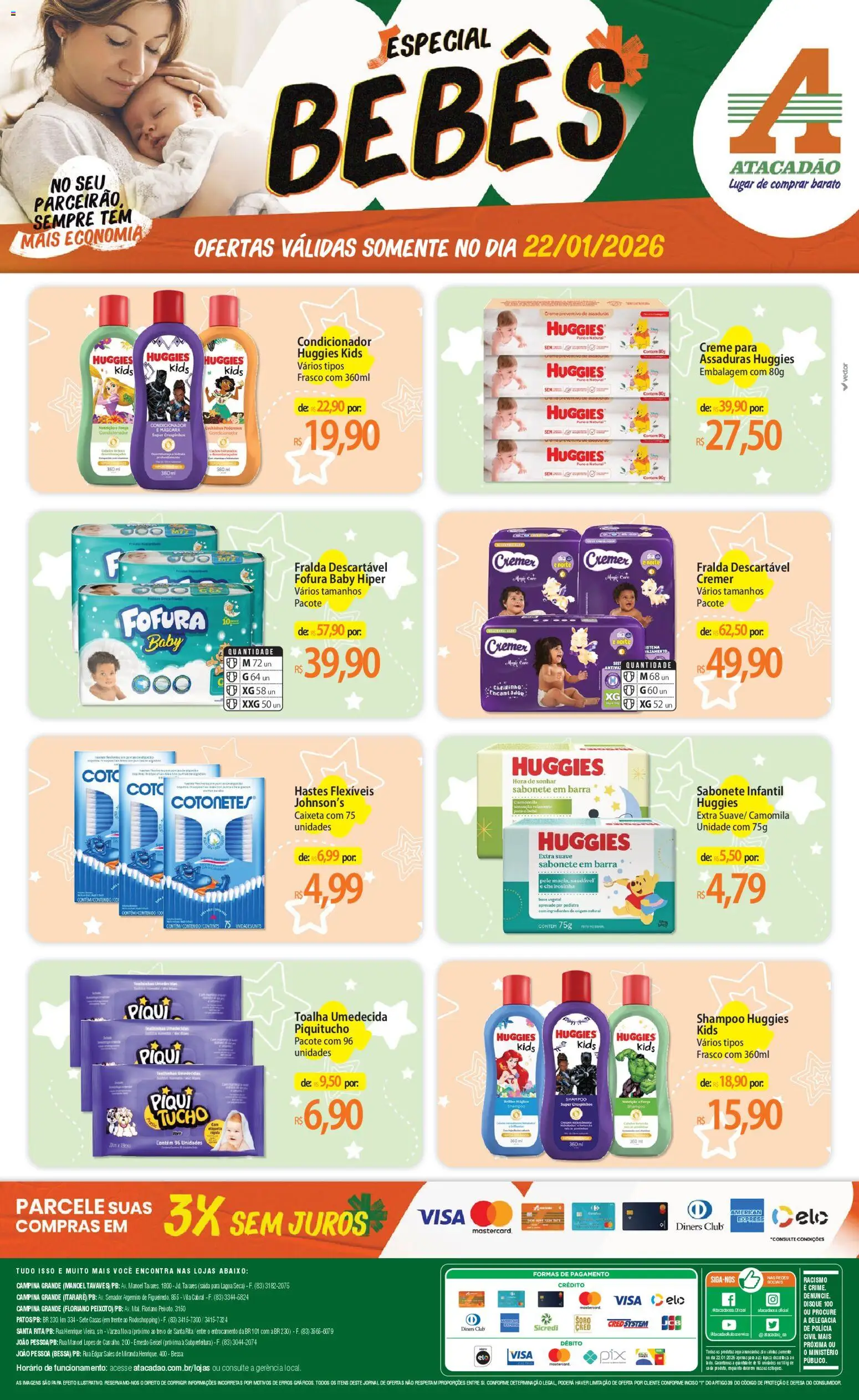 Pré-Visualização do folheto "Ofertas - PB" da loja Atacadão válido a partir de 22/01/2026 - Shampoo, Sabonete, Creme, Condicionador, Toalha umedecida