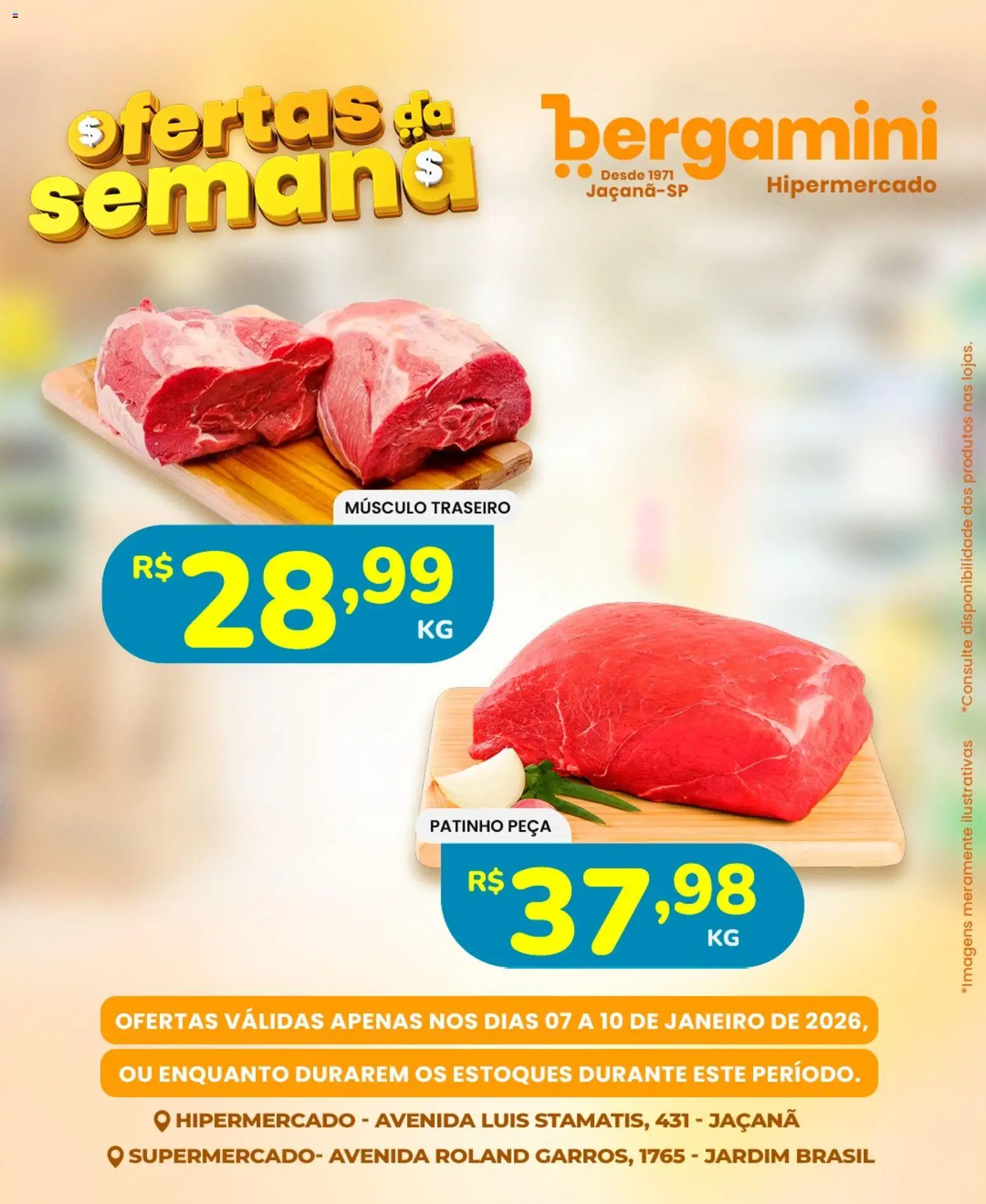 Pré-Visualização do folheto "Ofertas da semana" da loja Supermercado Bergamini válido a partir de 07/01/2026
