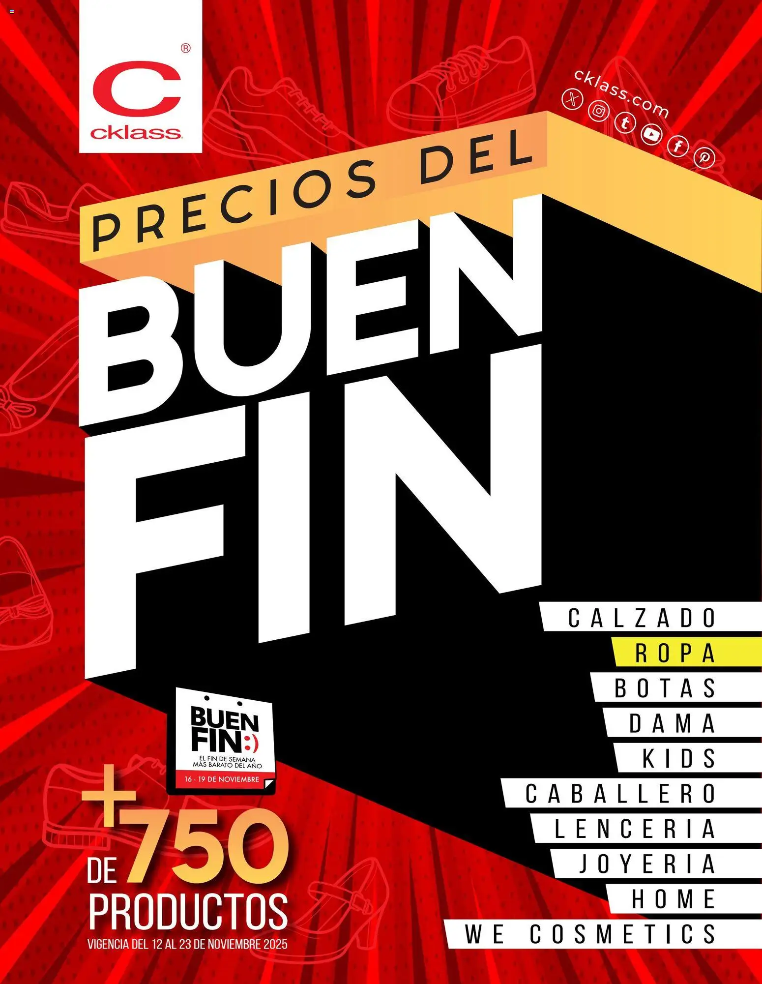 Vista previa las ofertas de la tienda Cklass - Buen Fin desde el 12/11/2025 - Botas, Ropa, Lenceria