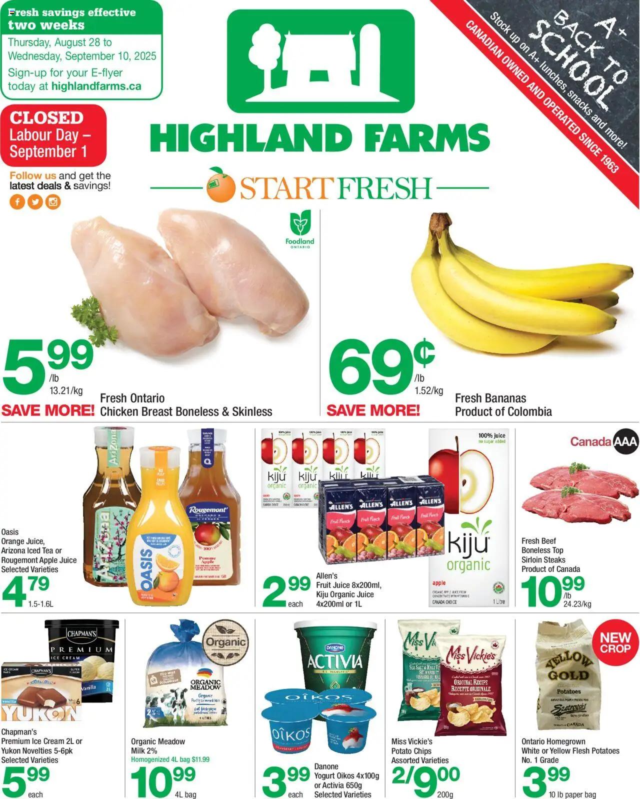 Highland Farms flyer valid from Aug 28, 2025 - page number 1