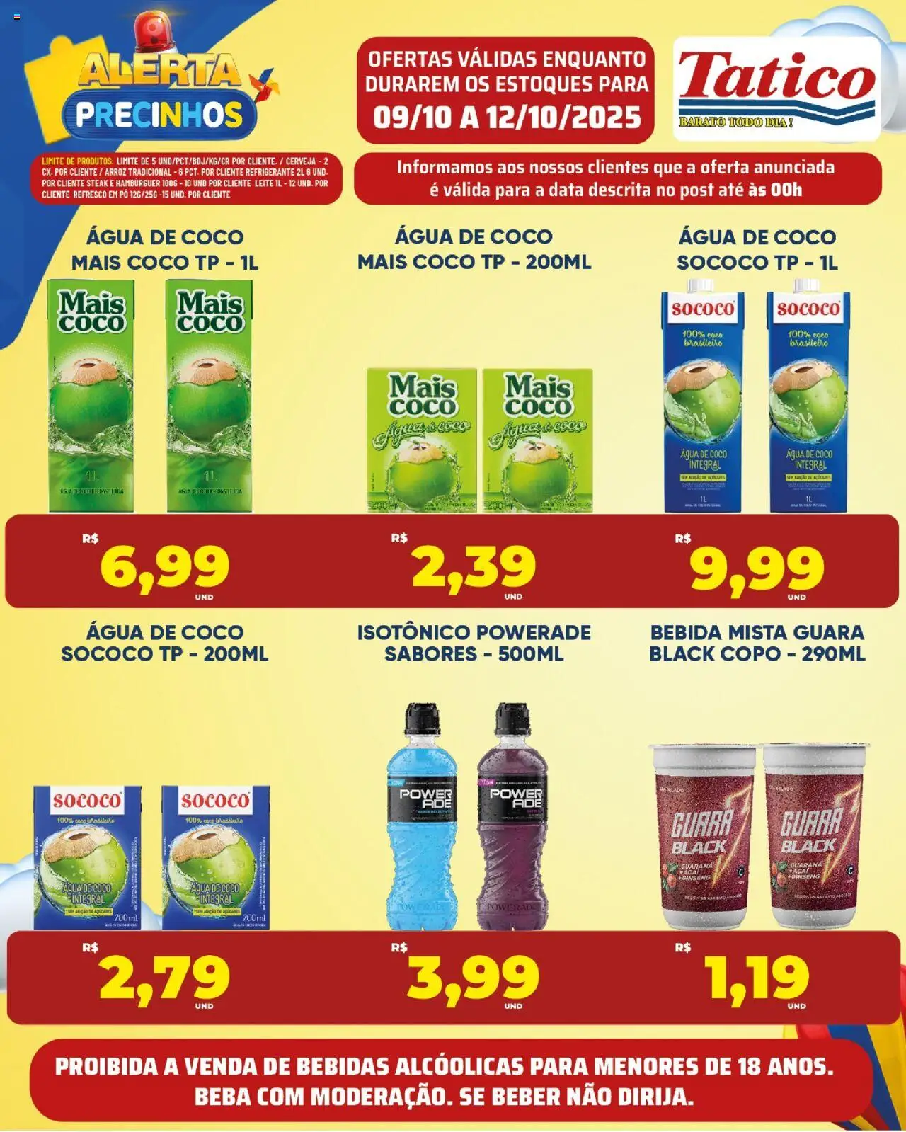 Tatico folheto "Ofertas Fim de Semana" válido a partir de 09/10/2025 - número de página 1 - Cerveja, Água, Arroz, Leite, Pó, Guaraná, Steak, Refresco