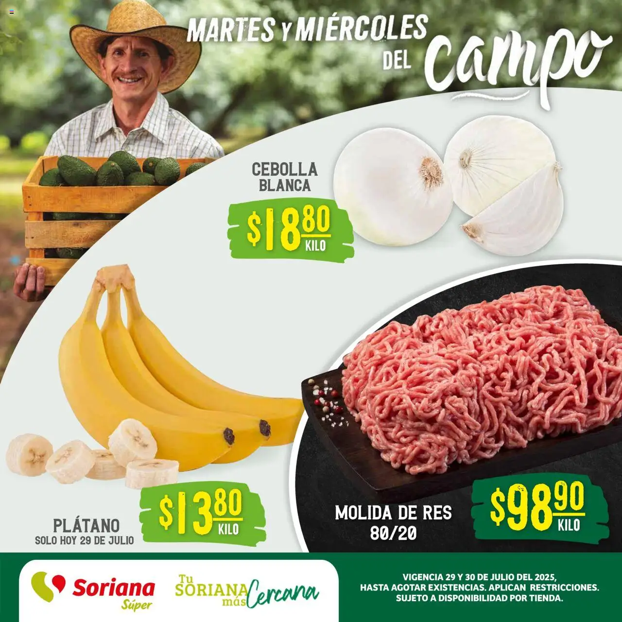 Martes y Miércoles del Campo Súper: Ver, Tab, Chis, Camp, Yuc y Q. Roo Soriana y sus promociones válidas desde el 29/07/2025 - Número de página 1