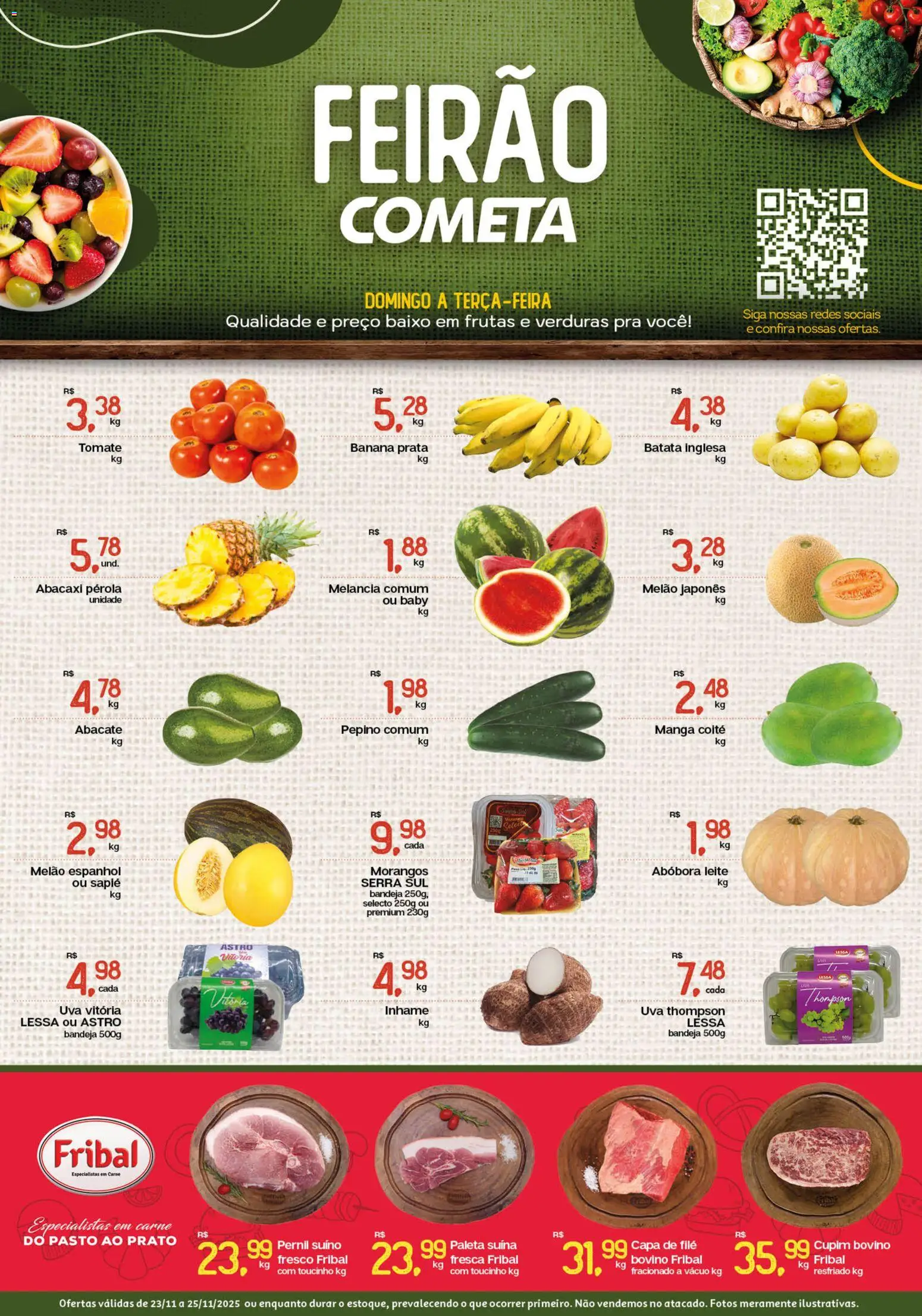 Pré-Visualização do folheto "Ofertas Feirão" da loja Cometa Supermercados válido a partir de 23/11/2025