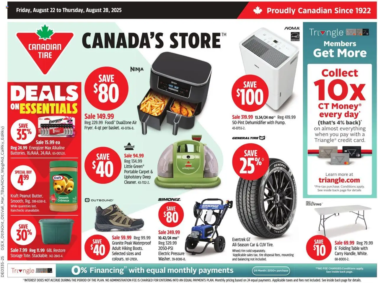 Canadian Tire flyer valid from Aug 22, 2025 - page number 1