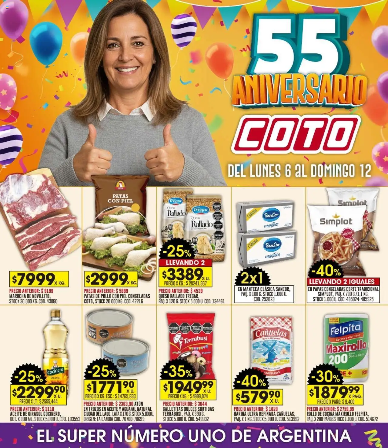 Vista previa del folleto de la tienda Coto válido desde el 06/10/2025 - Papas, Cocina, Pollo, Aceite, Harina, Atún, Patas de pollo, Queso rallado