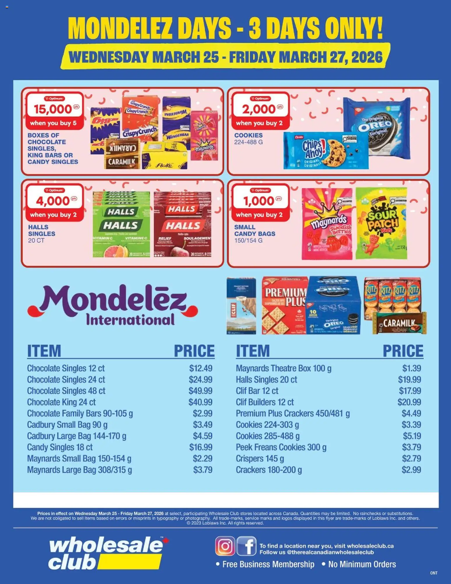 Preview of leaflet Wholesale Club flyer - Mondelez Days from shop Wholesale Club is valid from Mar 25, 2026
