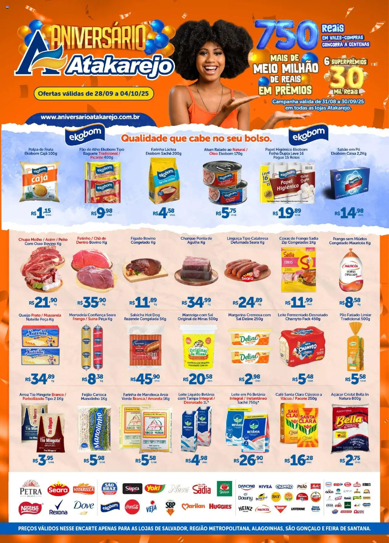 Atakarejo folheto "Encarte" válido a partir de 28/09/2025 - número de página 1 - Café, Óleo, Pó, Farinha, Farinha de mandioca, Margarina, Açúcar cristal, Acém
