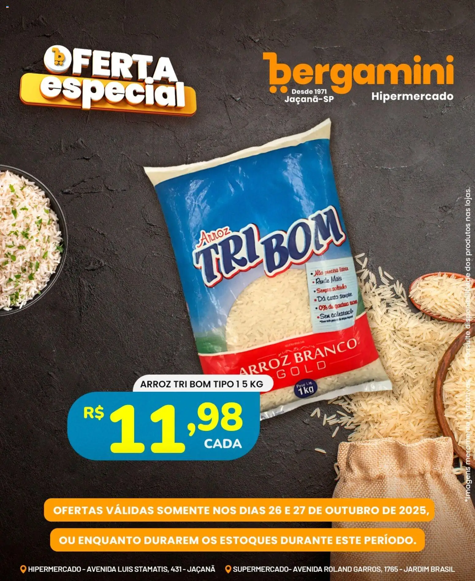Pré-Visualização do folheto "Ofertas Especiais " da loja Supermercado Bergamini válido a partir de 26/10/2025 - Arroz