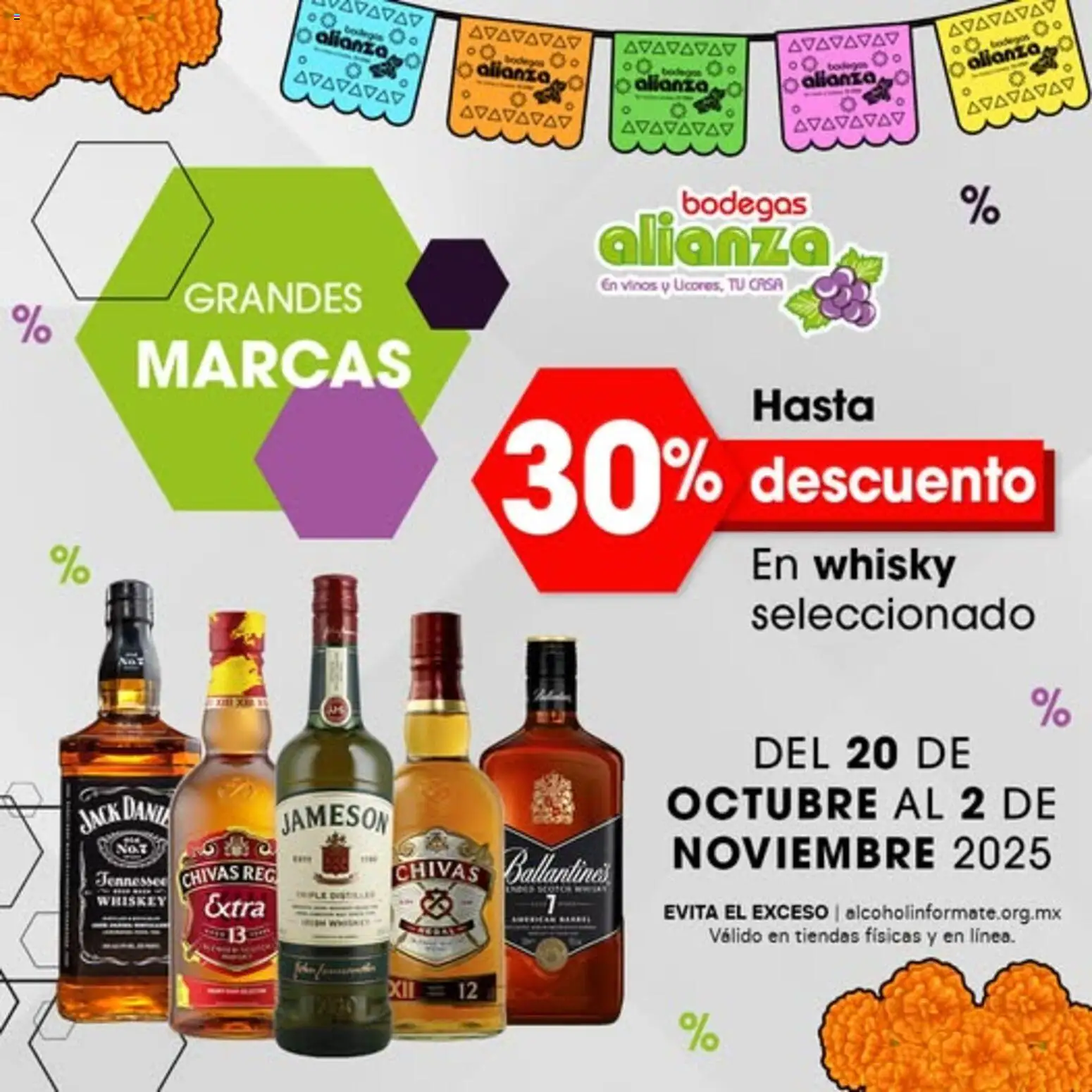 Vista previa las ofertas de la tienda Bodegas Alianza - Catálogo Selección de grandes marcas de whisky desde el 20/10/2025 - Whisky, Whiskey, Jameson