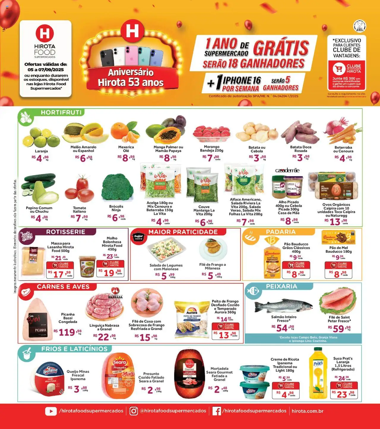 Hirota Food folheto "Ofertas Fim de Semana" válido a partir de 05/09/2025 - número de página 1 - Ovos, Suco, Bandeja, Alho, Filé de frango, Mamão, Sobrecoxa de frango, Melão amarelo