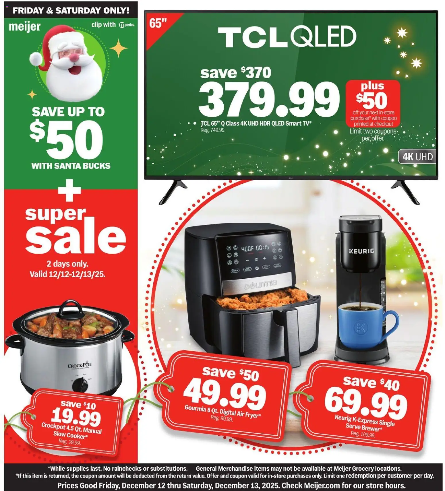 Ad Preview of Meijer Super Sale from 12/12/2025 - Air fryer, Clip, Fryer
