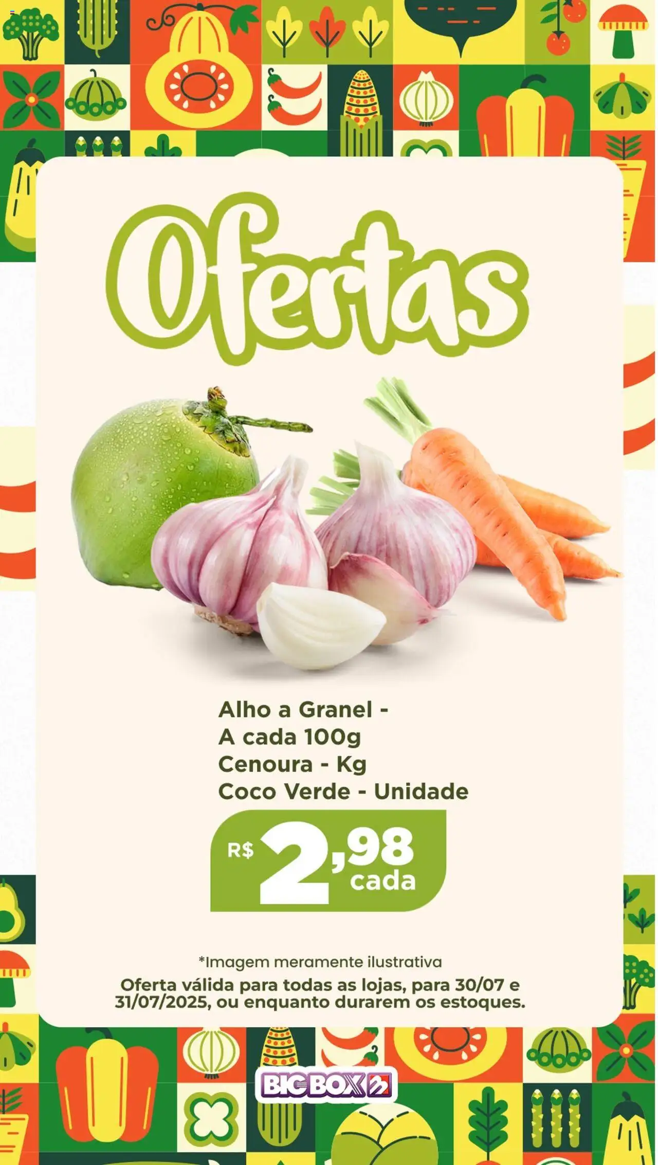 Big Box folheto "Ofertas Sacolão" válido a partir de 30/07/2025 - número de página 1 - Coco, Alho, Cenoura