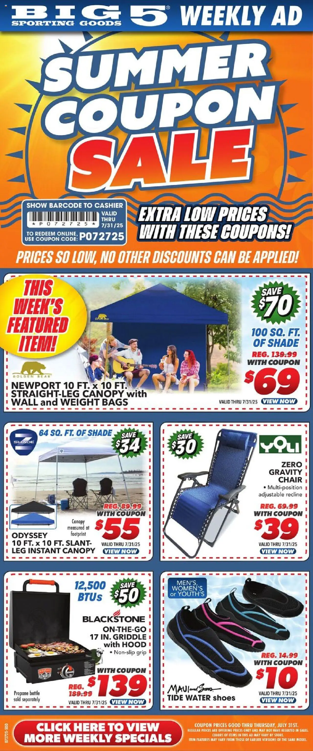 Big 5 Sporting Goods Weekly Ad from 07/27/2025 - Flyer - Page number 1