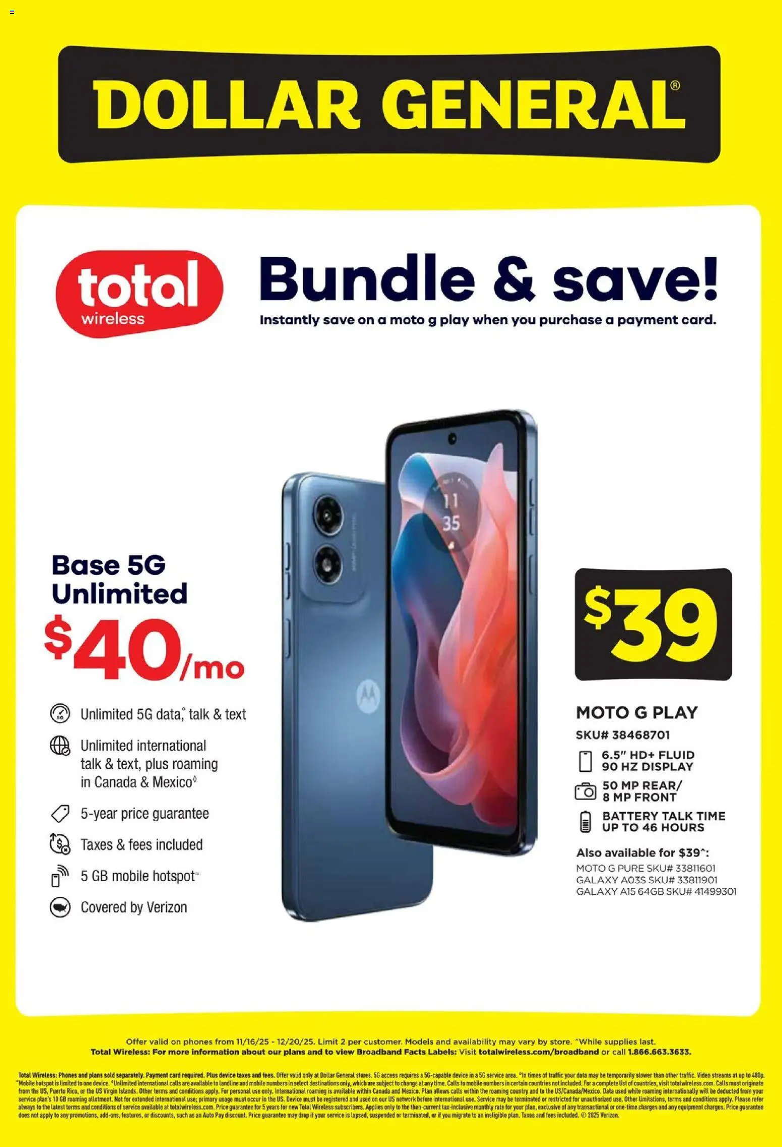 Ad Preview of Dollar General Wireless Deals from 11/16/2025