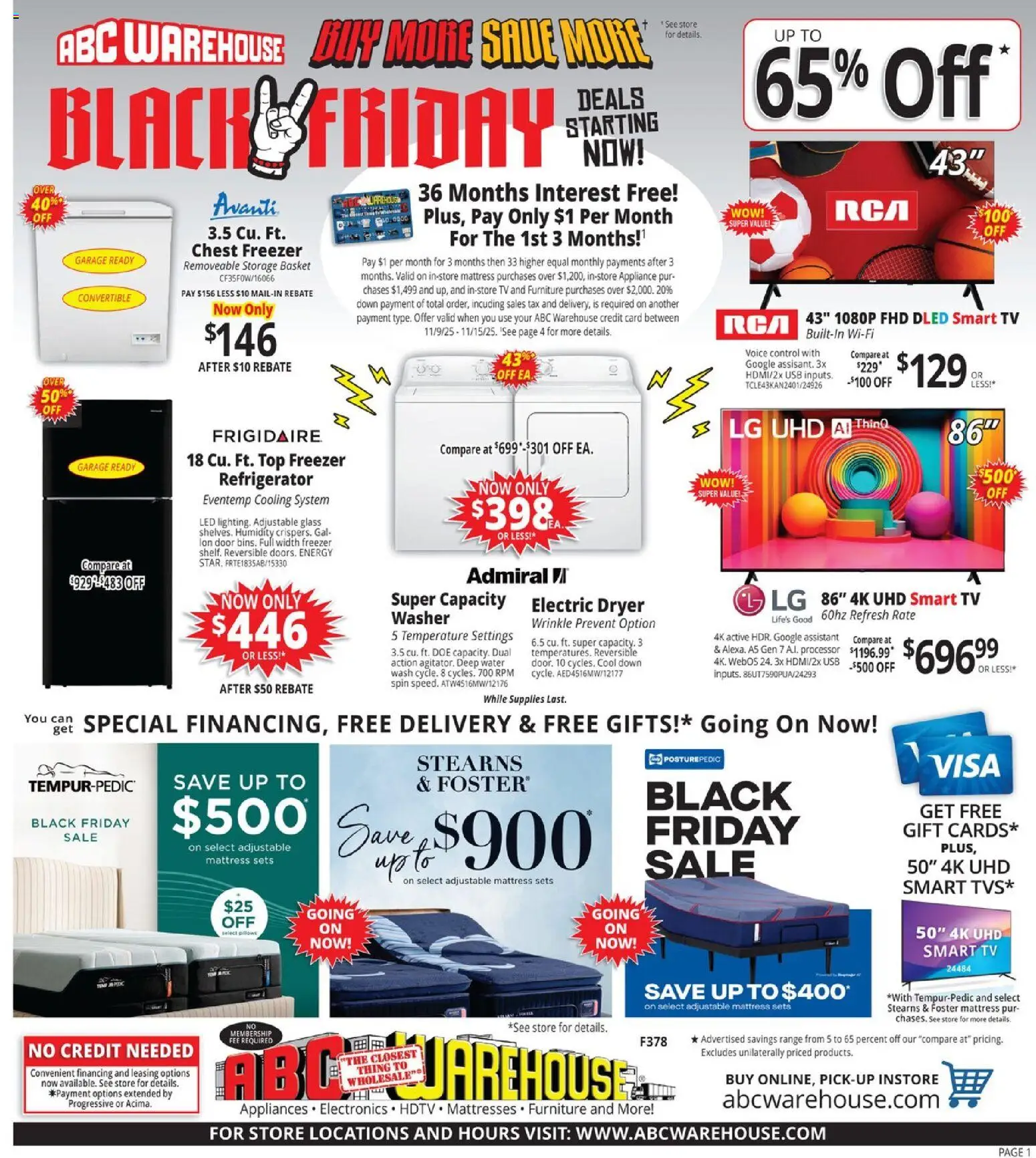 Ad Preview of ABC Warehouse Black Friday from 11/09/2025