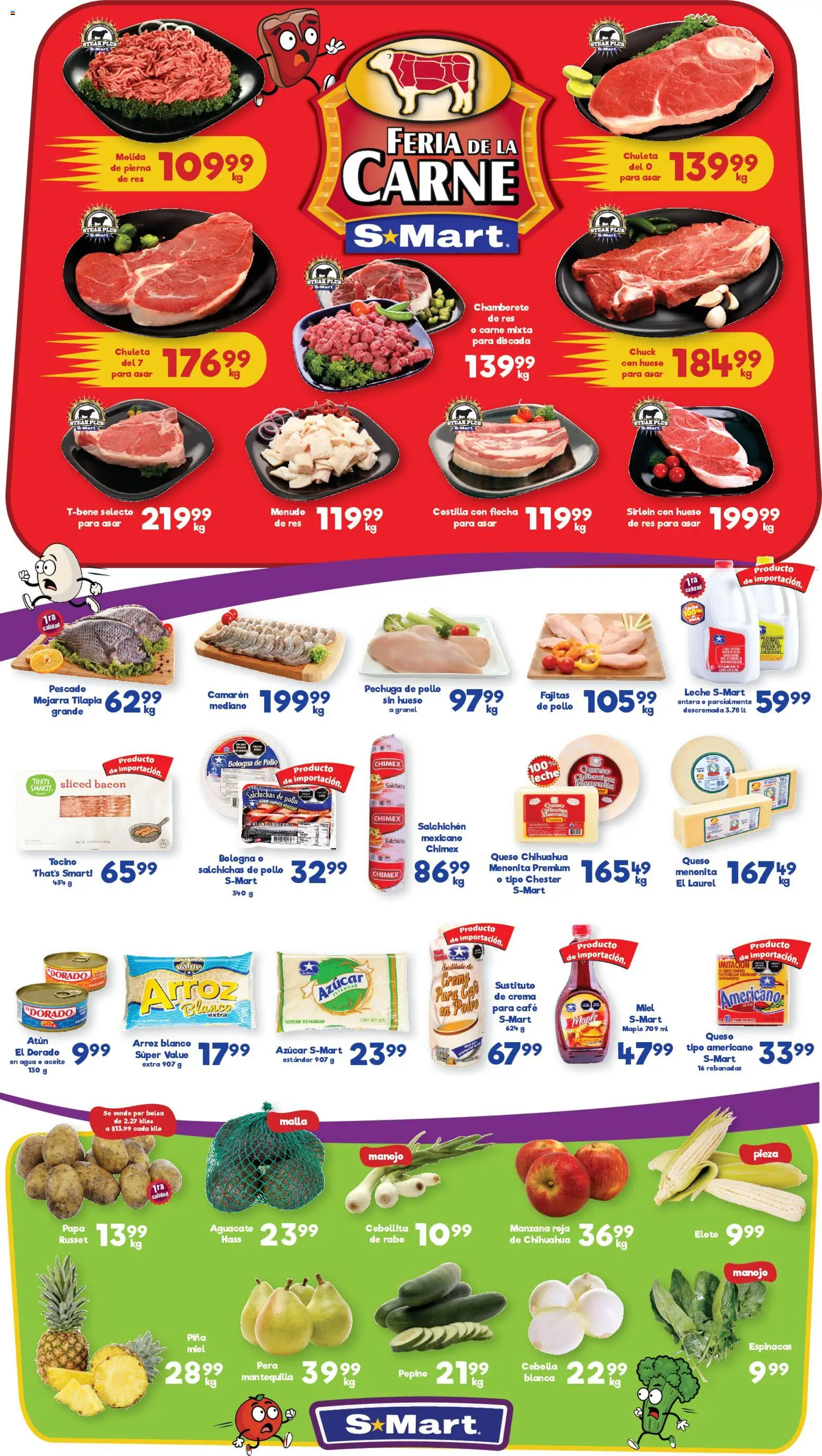 Vista previa las ofertas de la tienda S-Mart - Folleto Chihuahua desde el 23/01/2026 - Papa, Bolsa, Piña, Cebolla, Atún, Tilapia, Tocino, Chuleta