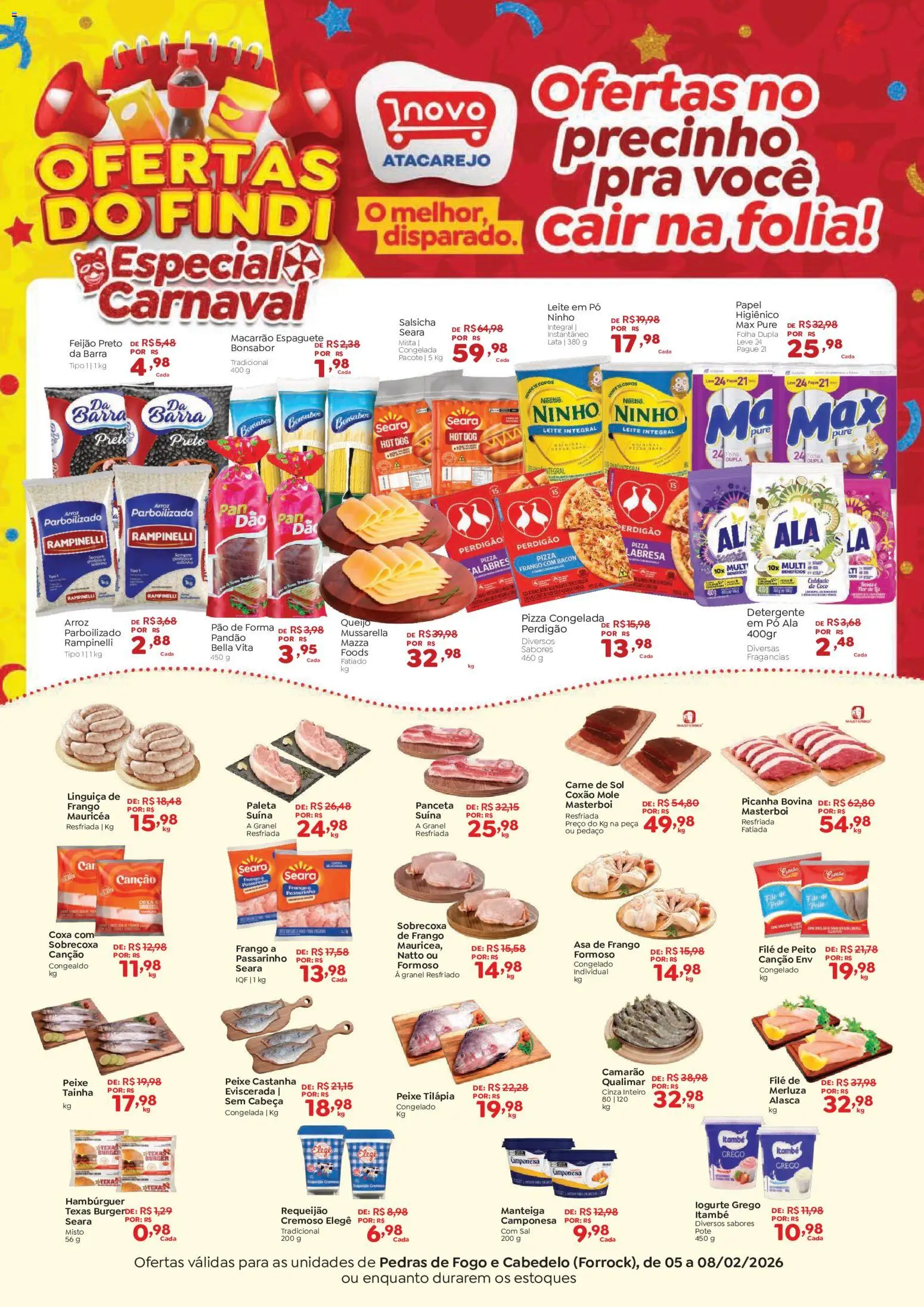 Pré-Visualização do folheto "Ofertas do Findi" da loja Novo Atacarejo válido a partir de 05/02/2026