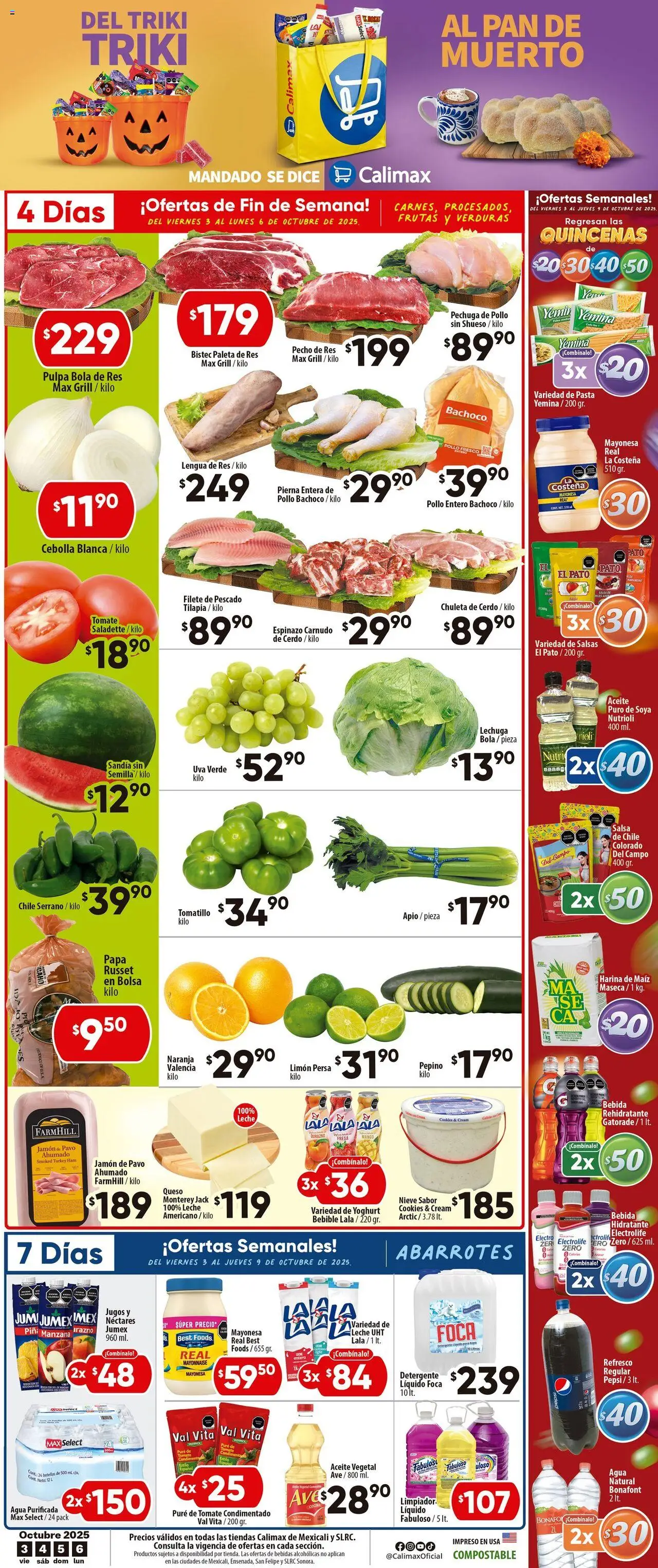 Folleto Mexicali Calimax y sus promociones válidas desde el 03/10/2025 - Número de página 1