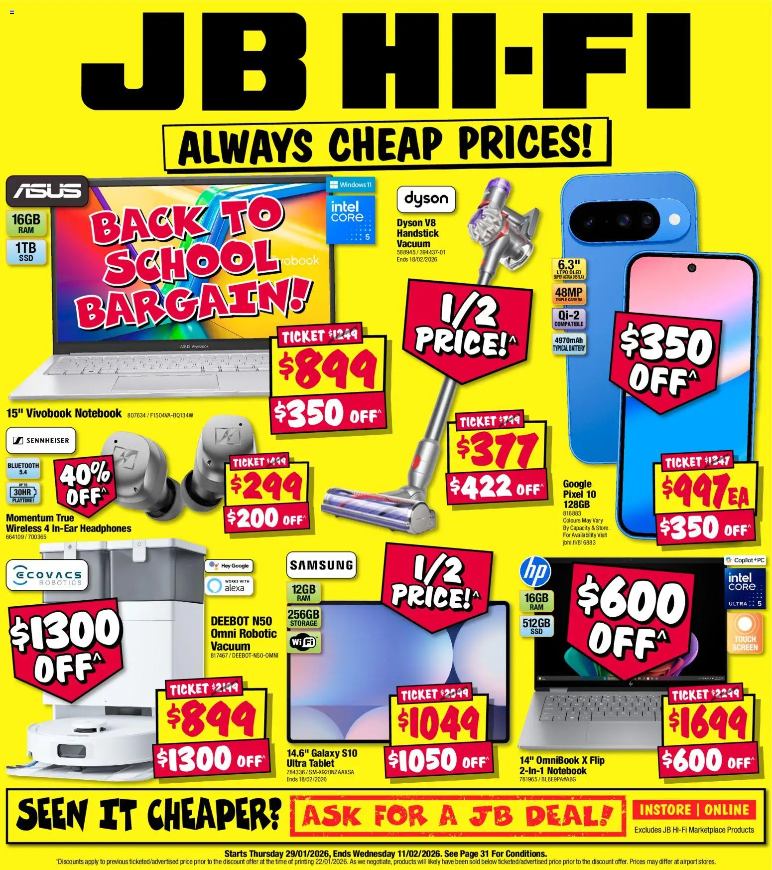 Preview of catalogue Catalogue from shop JB Hi-Fi valid 29/01/2026 - Battery, Notebook, Tablet, Camera, Headphones, Screen