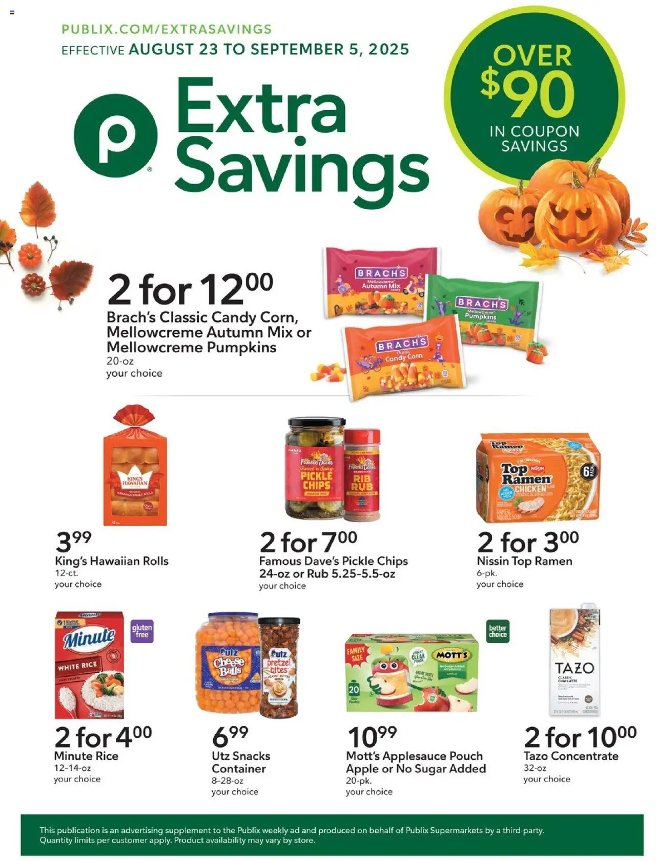 Publix Weekly ad from (08/23/2025) - Ad this week, Flyer - Page number 1 - Candy, Tea, Chips, Cheese, Corn, Rice, Black tea, Chicken