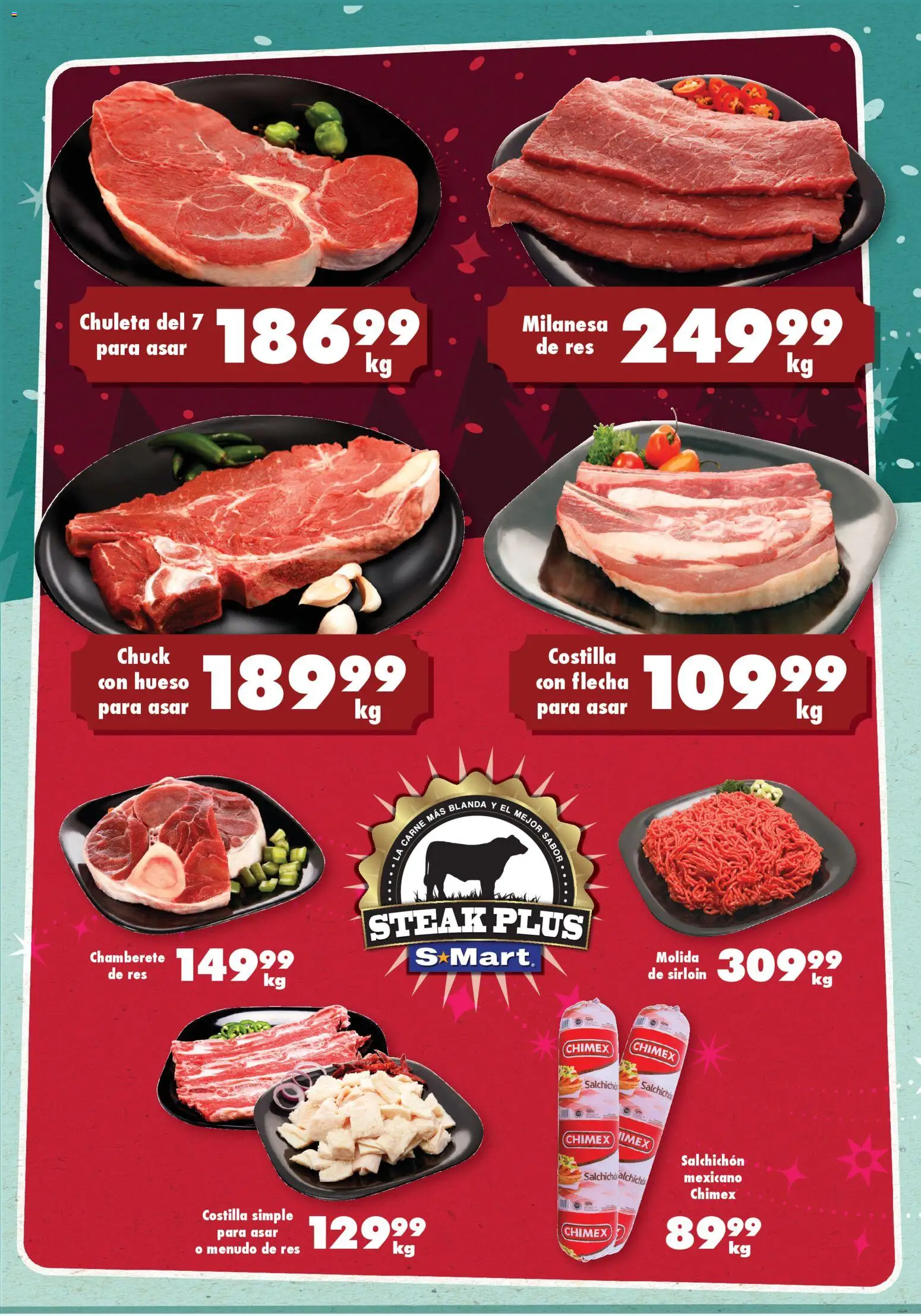 Vista previa las ofertas de la tienda S-Mart - Folleto Chihuahua desde el 13/11/2025 - Carne, Milanesa, Salchicha, Res, Chuleta, Steak