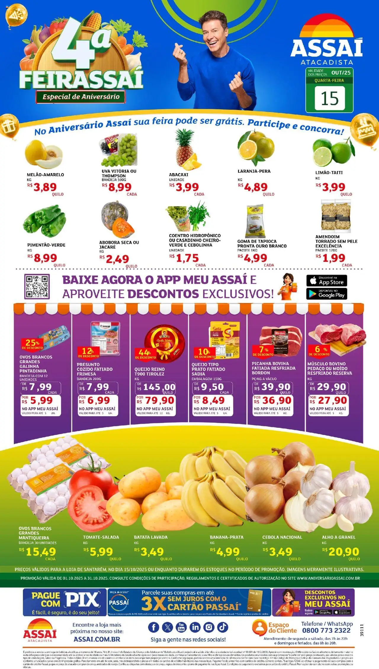 Assaí Atacadista folheto "Encarte - PA" válido a partir de 15/10/2025 - número de página 1 - Uva, Bebidas, Ovos, Base, Abóbora, Alimentos, Cebola, Alho