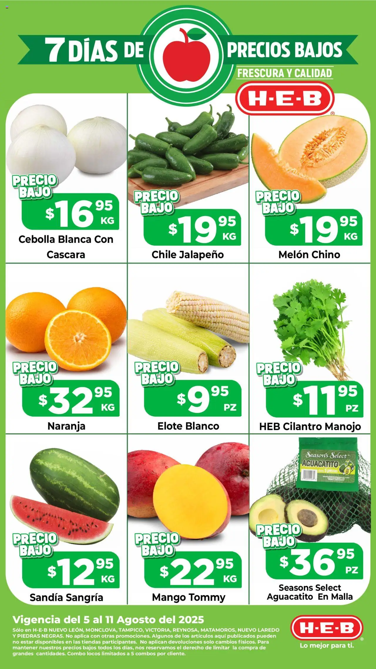 Folleto Precios Bajos H-E-B y sus promociones válidas desde el 05/08/2025 - Número de página 1