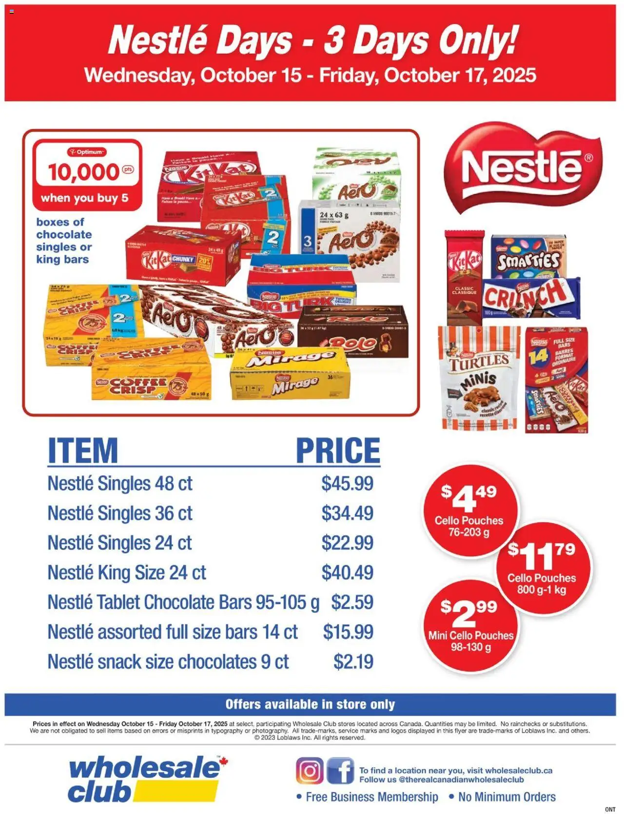 Wholesale Club flyer valid from Oct 15, 2025 - page number 1