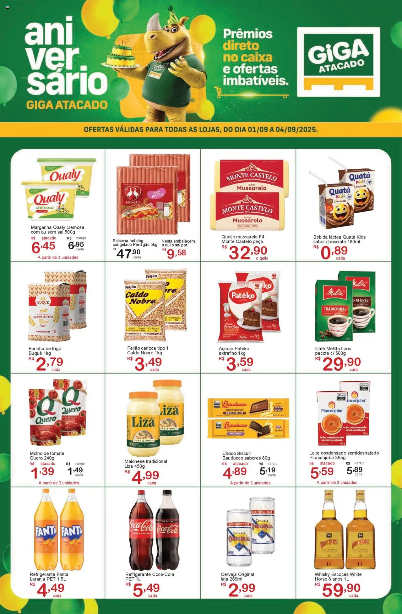 GIGA Atacado folheto "Ofertas da semana" válido a partir de 01/09/2025 - número de página 1 - Café, Whisky, Chocolate, Cerveja, Leite, Refrigerante, Maionese, Cola